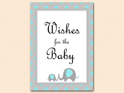 Blue Elephant Wishes for Baby Cards - Magical Printable