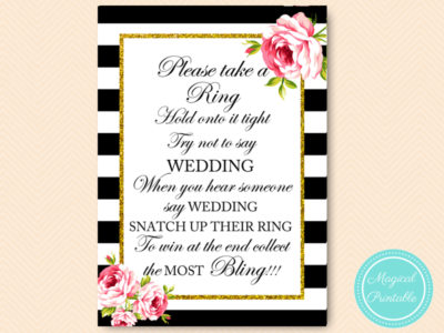 Don't say Wedding, clothespin game, Ring game - Magical Printable