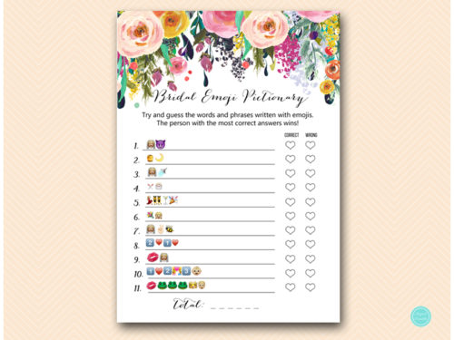 Floral Shabby Chic Garden Bridal Shower Games - Magical Printable