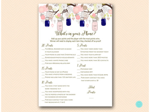 BS479-whats-in-your-phone-navy-blue-pink-mason-jars-shower-game