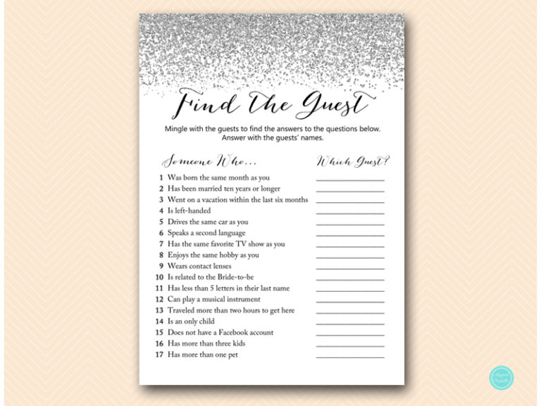 Silver Glitter Bridal Shower Game Pack - Magical Printable