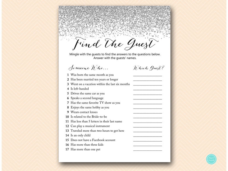 Silver Glitter Bridal Shower Game Pack - Magical Printable