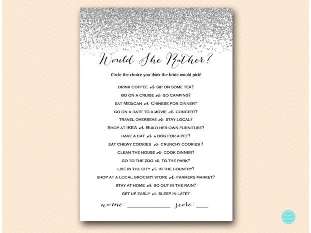 Silver Glitter Bridal Shower Game Pack - Magical Printable