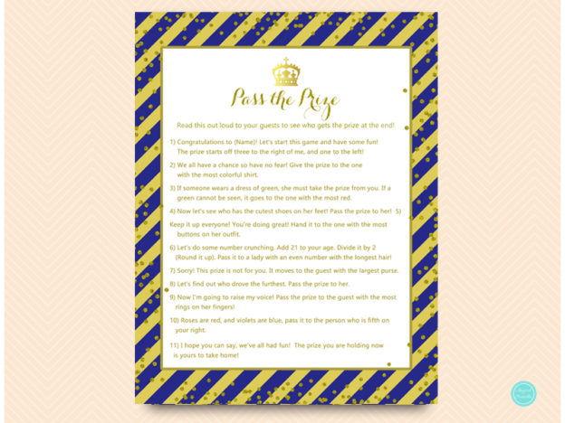 Royal Blue and Gold Prince Baby Shower Games - Magical Printable