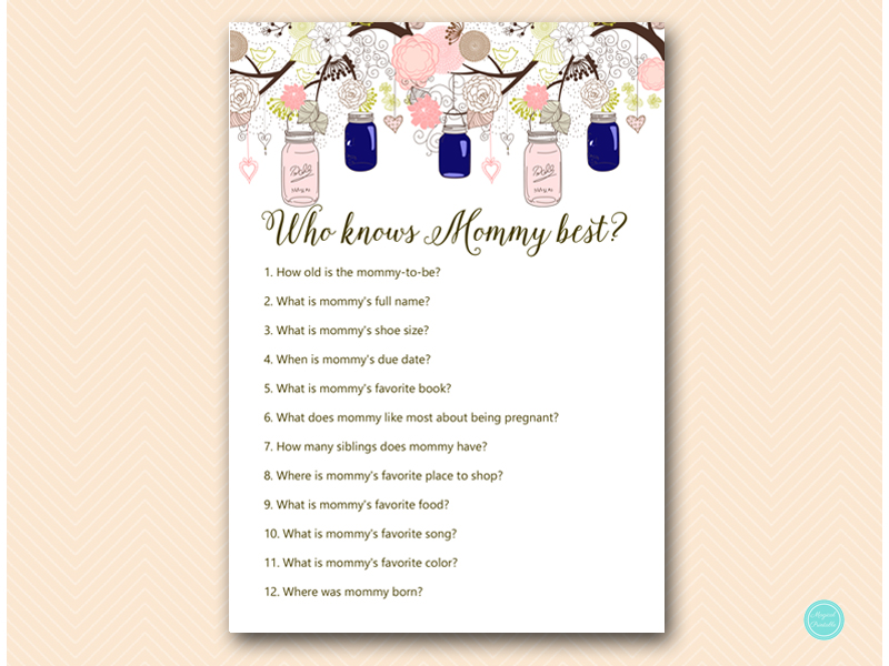 Pink and Navy Mason Jars Baby Shower Games - Magical Printable