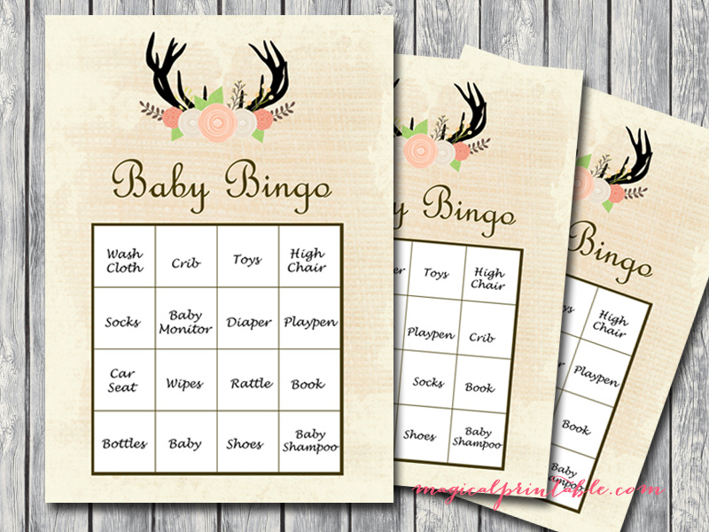Rustic Antlers Baby Shower Game Pack - Magical Printable