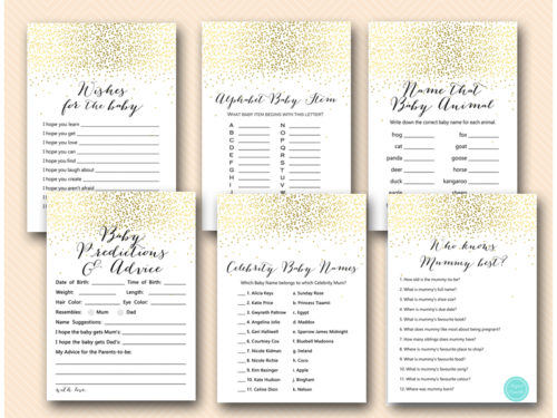 gold baby shower games australian english instant download