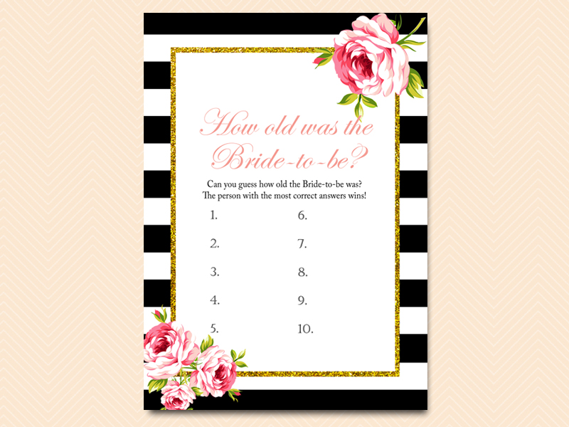 Black and White Floral Bridal Shower Games - Magical Printable