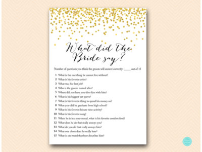 What did the Bride Say Gold Confetti - Magical Printable