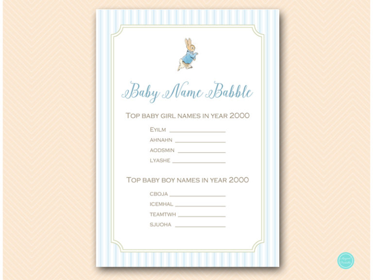 Peter Rabbit Baby Shower Game Pack - Magical Printable