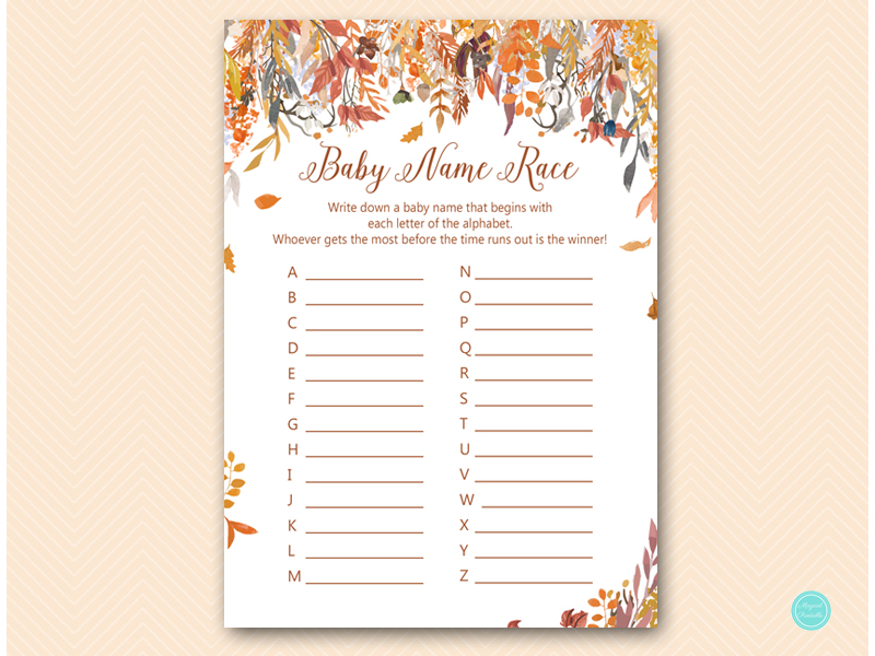 Autumn Fall Baby Shower Game Package - Magical Printable