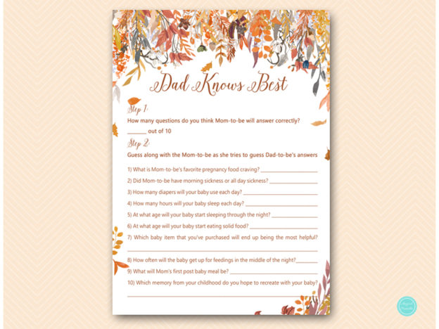 Autumn Fall Baby Shower Game Package - Magical Printable