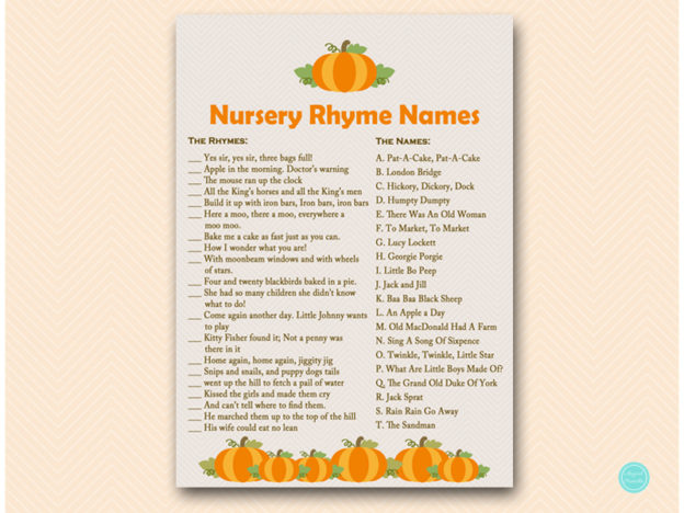 Pumpkin Baby Shower Game Package - Magical Printable