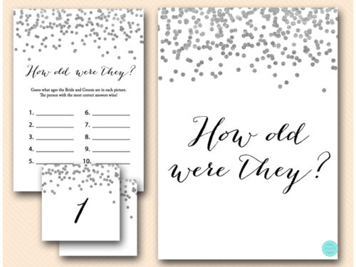 silver confetti bridal shower how old were they game-hen night game- bachelorette game