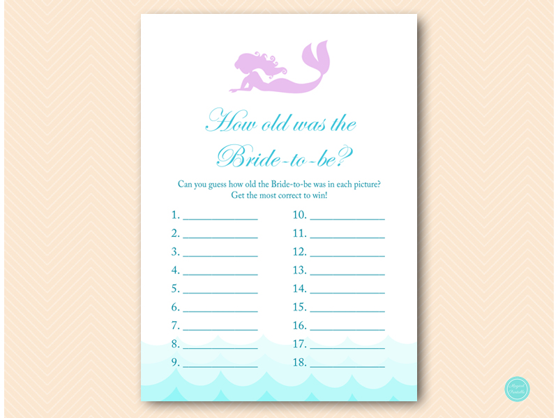 Mermaid Bridal Shower Game Package - Magical Printable