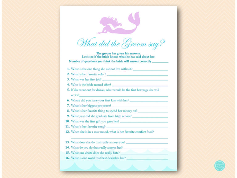 Mermaid Bridal Shower Game Package - Magical Printable