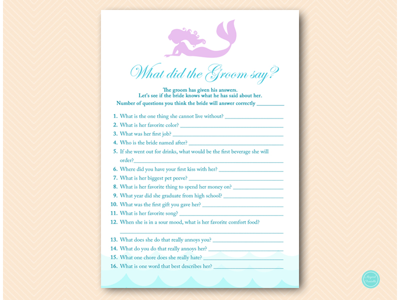 Mermaid Bridal Shower Game Package - Magical Printable
