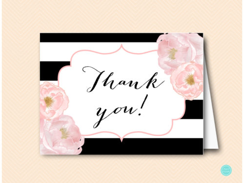 bs150 peonies floral bridal shower thank you cards, bridal shower favors, wedding thanks