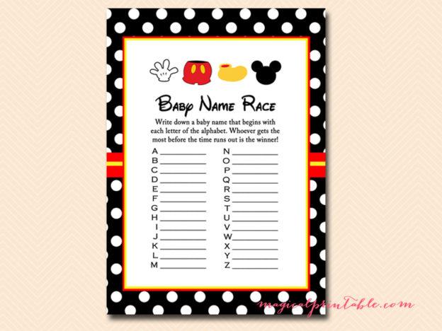 Mickey Mouse Baby Shower Games Pack - Magical Printable