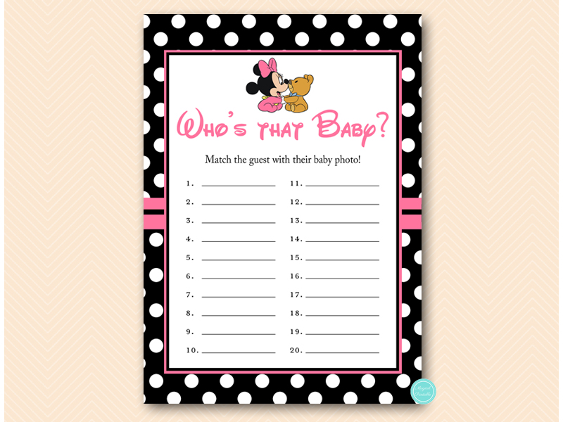 Minnie Mouse Baby Shower Games - Magical Printable