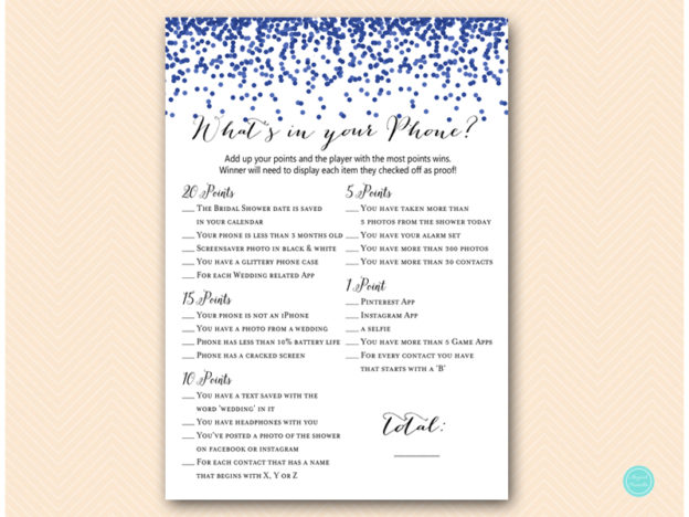 Navy Blue Gay Wedding Shower Games Pack - Magical Printable