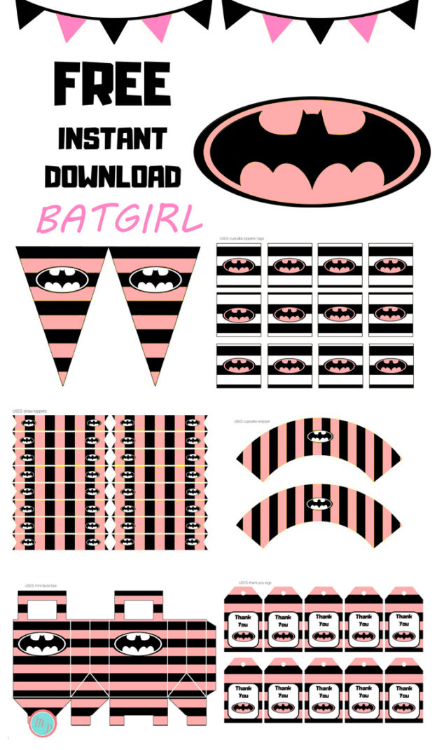 Free Pink Batgirl Party Printable - Batgirl Baby Shower - Magical Printable