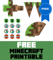 FREE Minecraft Party Printable Toppers, Party Box, Banners