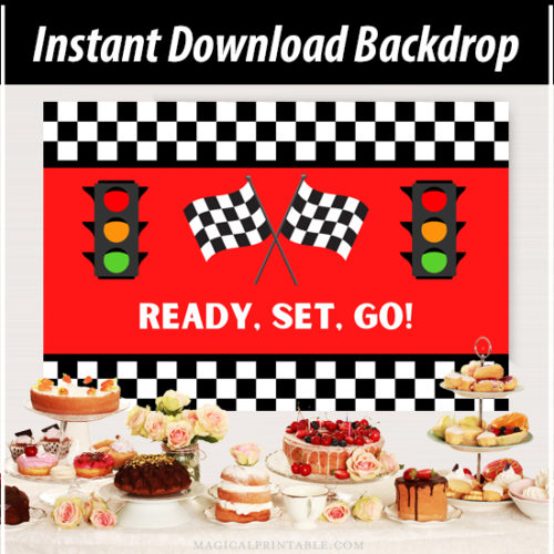 Large Checkered Racing Printable Backdrop